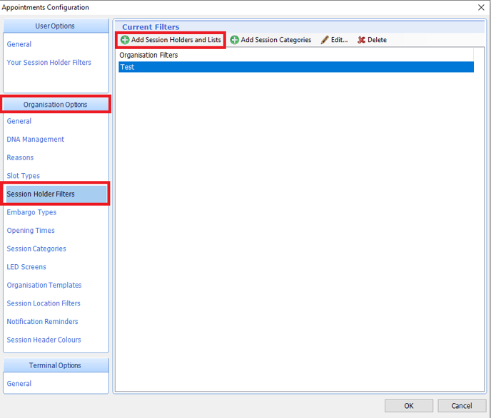 Appts Config Window