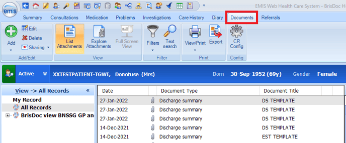 Documents Tab