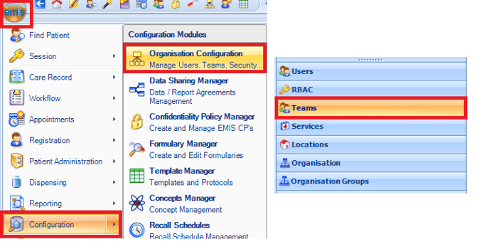 EMIS - Org Config_Teams