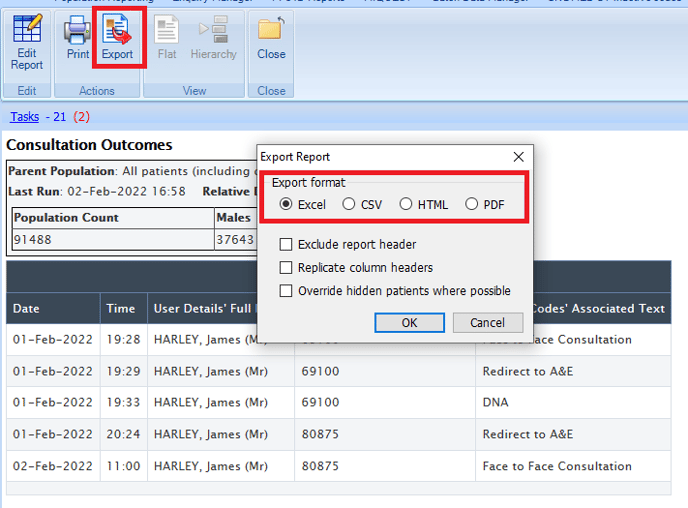 Export Results