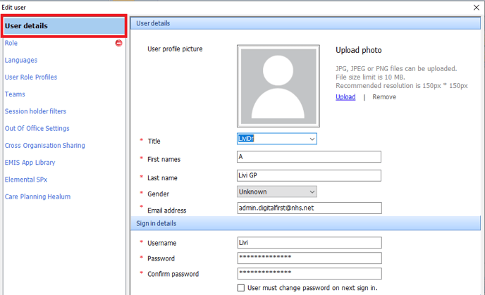 New User - User Details