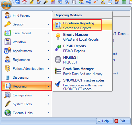 Pop Rep Menu